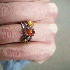 Amber stackable rings, set of three Size 6